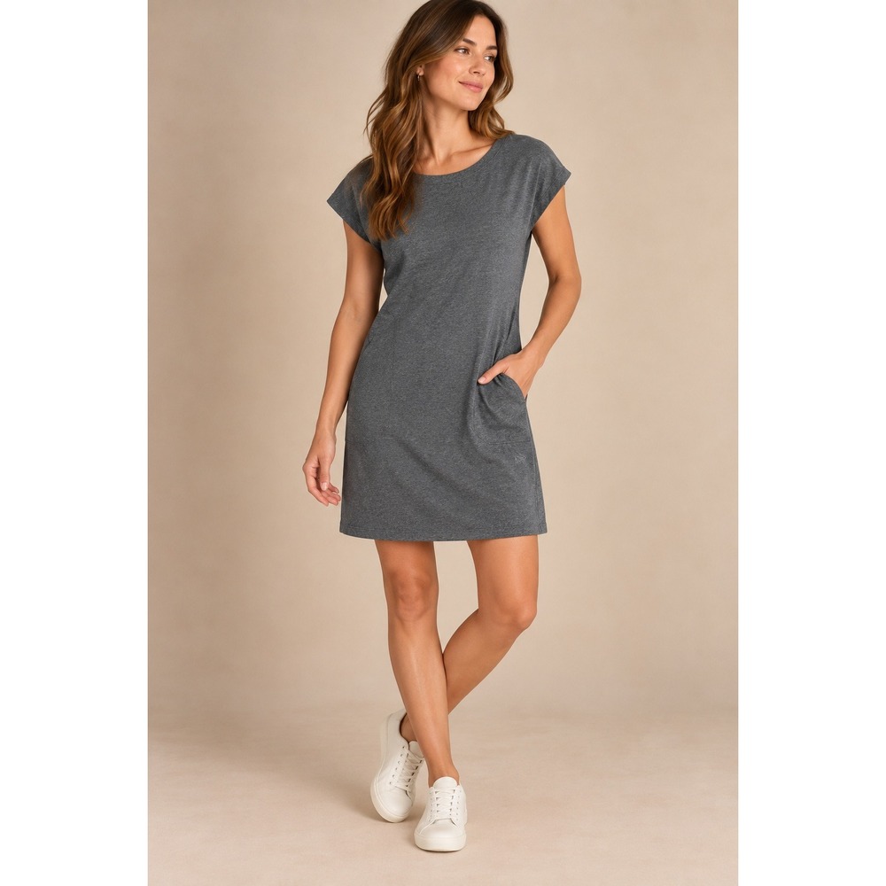 Arc'teryx Serinda Dress Womens Medium Gray Heather Short Sleeve Pockets 11625